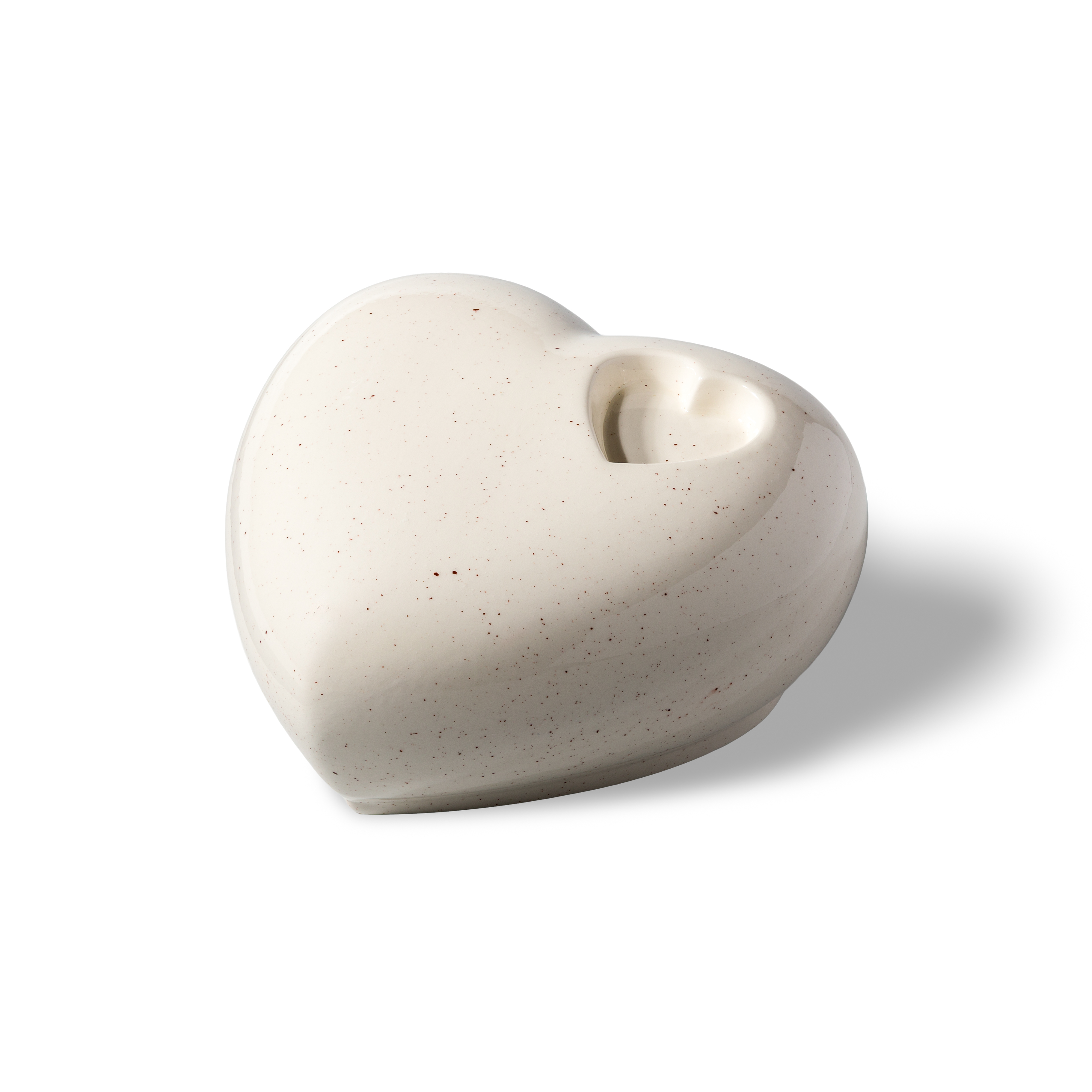 Cream speckle Big Heart Double ceramic pet urn, 800 ml