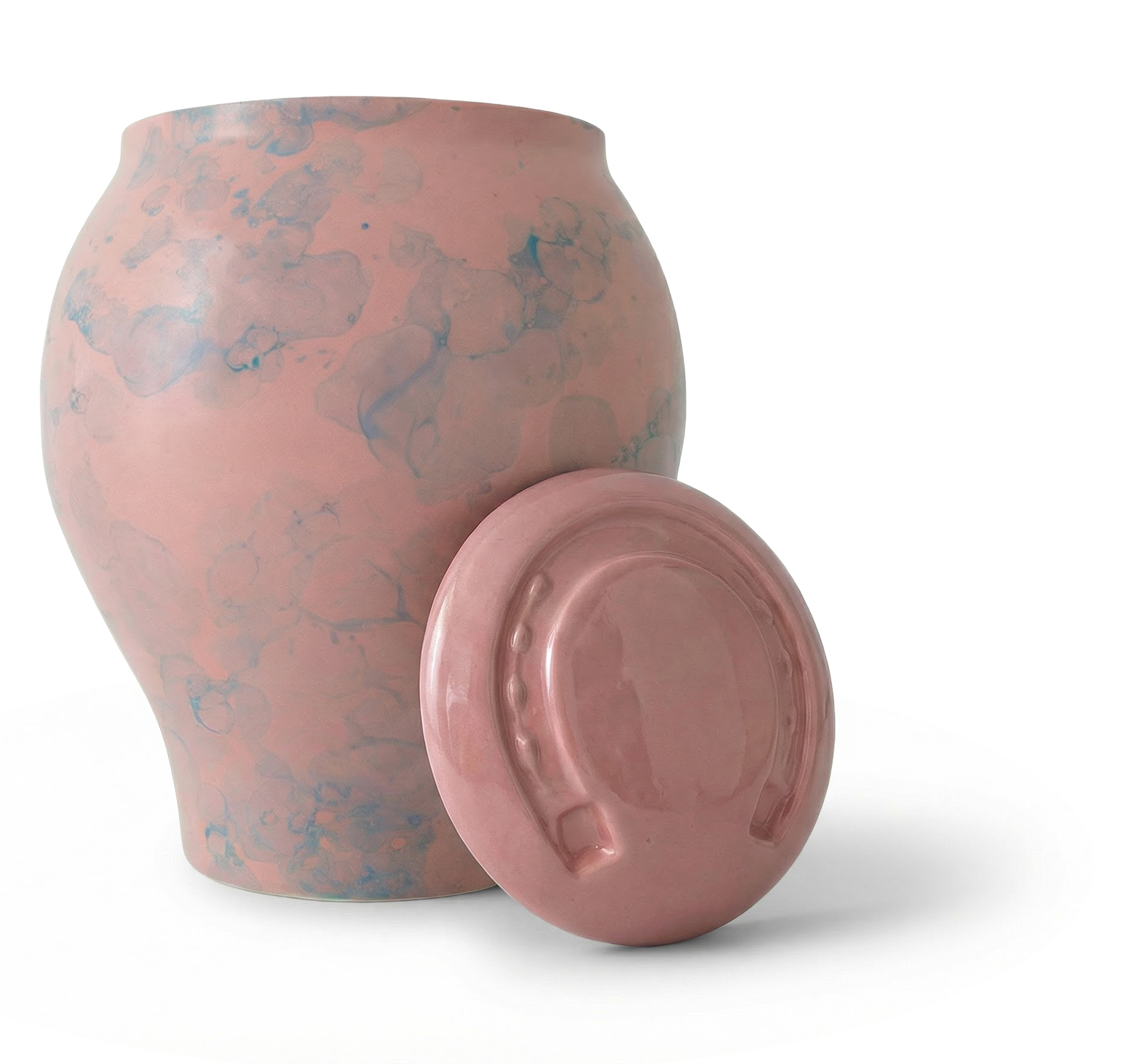 Blush marble Horse Urn ceramic pet urn, 3600 ml