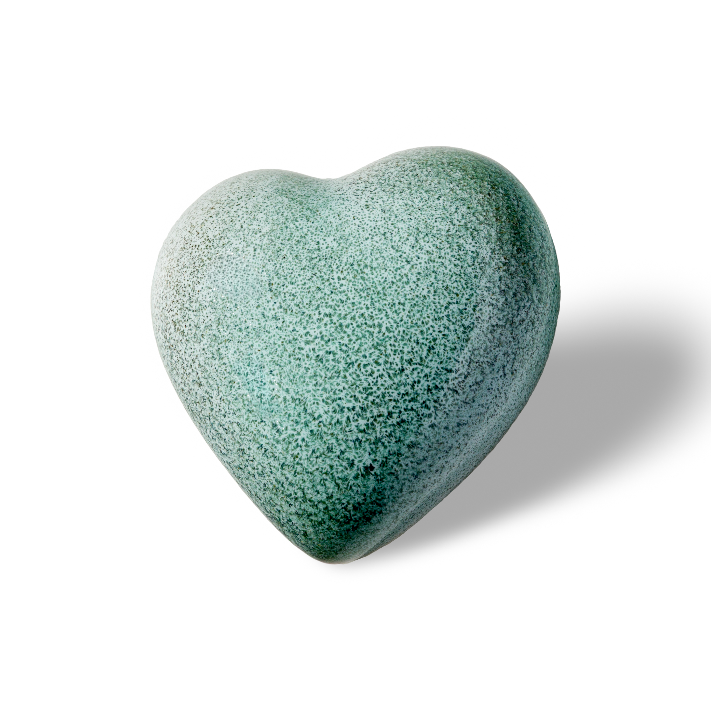Sea green Small Heart Teardrop ceramic pet urn, 50 ml