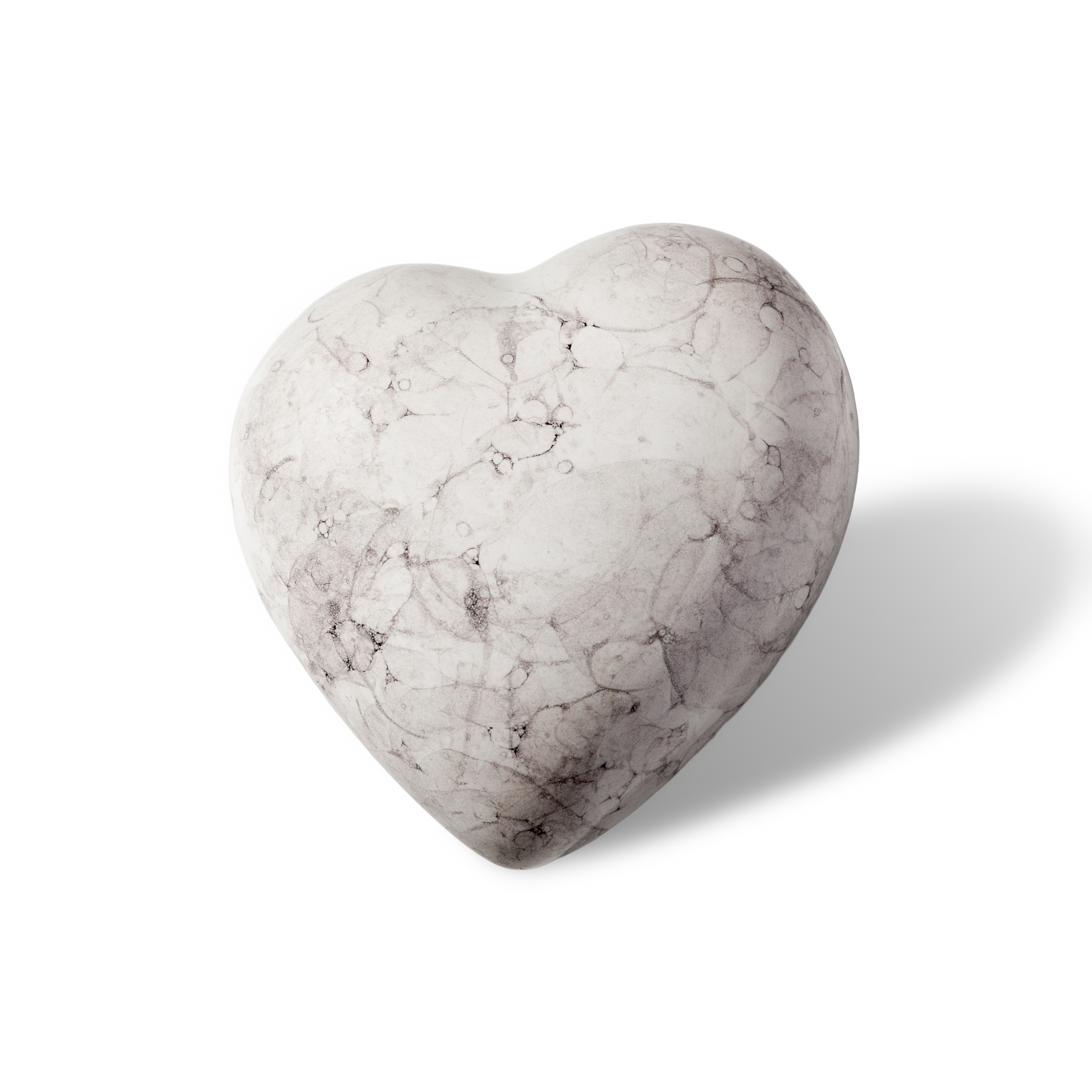 Grey marble Small Heart Teardrop ceramic pet urn, 50 ml